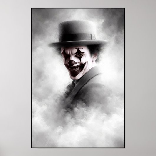 Retro Clown Portret Met Hoed Poster (Voorkant)