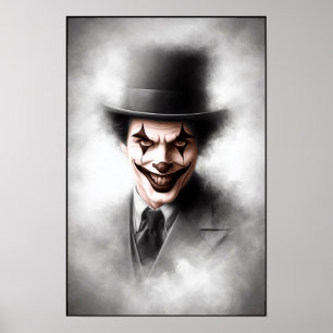 Retro Clown Portret Met Hoed Poster