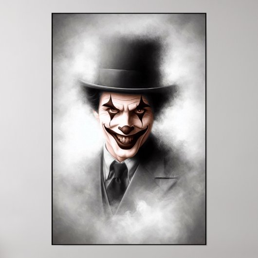 Retro Clown Portret Met Hoed Poster (Voorkant)