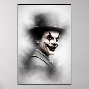 Retro Clown Portret Met Hoed Poster
