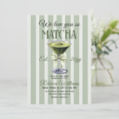 Retro Club Olive Bow Love You Matcha Baby shower Kaart (Staand voorkant)