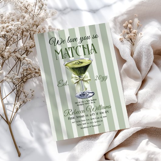 Retro Club Olive Bow Love You Matcha Baby shower Kaart
