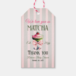 Retro Club Pink Bow Love You Matcha Baby shower Cadeaulabel