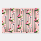 Retro Club Pink Bow Love You Matcha Baby shower Inpakpapier Vel (Voorkant 2)