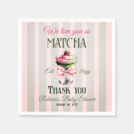 Retro Club Pink Bow Love You Matcha Baby shower Servet