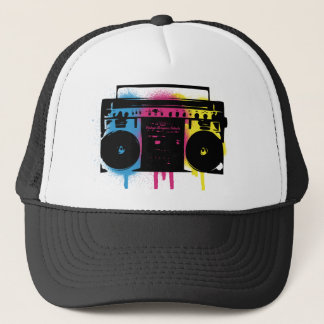 Retro CMYK Boombox Grafitti Spray Paint Design Trucker Pet