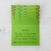 Retro Coach Camper en Mod Flowers Happy Birthday Kaart (Binnen)