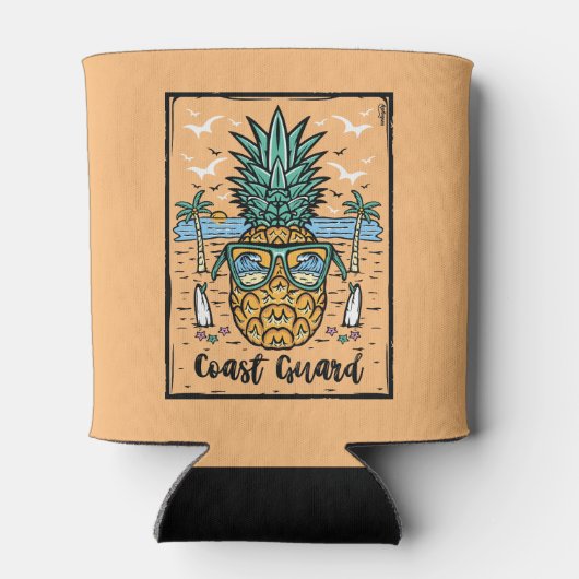 Retro Coast Guard Beach artwork aan beide zijden Blikjeskoeler (Achterkant)