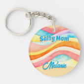 Retro Coastal Beach Aesthetic Mom Sleutelhanger (Voorkant)