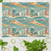 Retro Coastal Keuken Handdoek (Gevouwen)