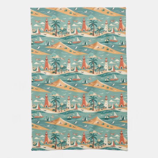 Retro Coastal Keuken Handdoek (Verticaal)