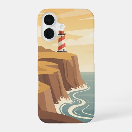 Retro Coastal Lighthouse iPhone 16 Hoesje (Achterkant)