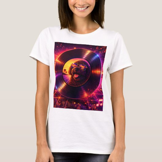 Retro Cockapoo Vinyl Record T-shirt 80s Muziek (Voorkant)