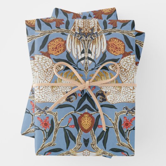 Retro Cockatau en Pomegranate Pattern Inpakpapier Vel (In situ)