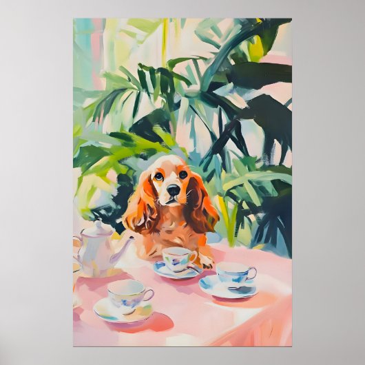 Retro Cocker Spaniel Poster, Cocker Spaniel Olie Poster (Voorkant)