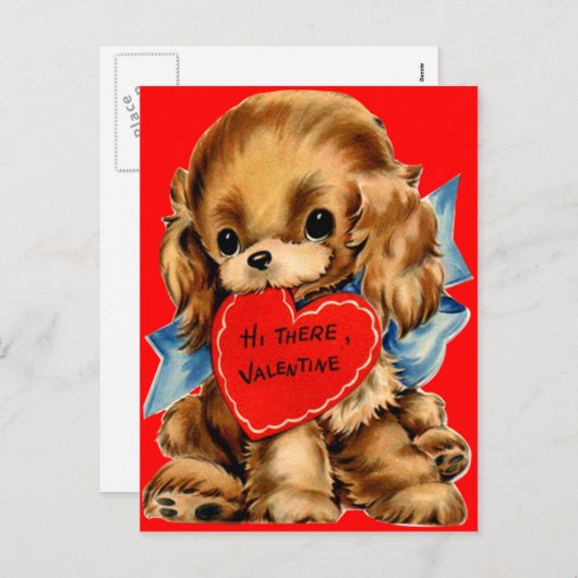 Retro Cocker Spaniel Puppy Valentijn Feestdagenkaart (Voorkant / Achterkant)