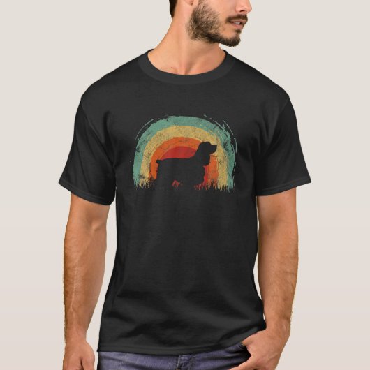 Retro Cocker Spaniel  Regenbooghond Mannen Vrouwen T-shirt (Voorkant)