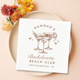Retro Cocktail Bachelorette Bruin Papier Servetten