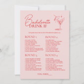 Retro Cocktail Bachelorette Feestspel Drink Als Kaart (Voorkant)