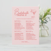 Retro Cocktail Bachelorette Feestspel Drink Als Kaart (Staand voorkant)