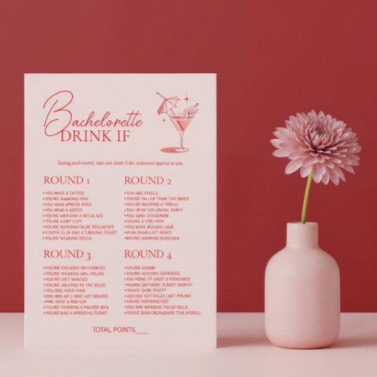 Retro Cocktail Bachelorette Feestspel Drink Als Kaart