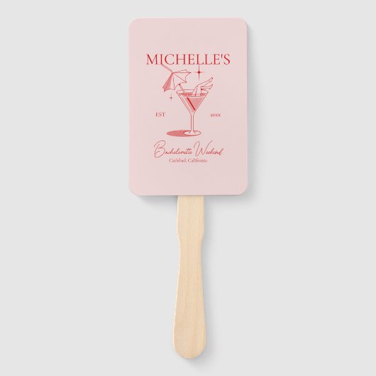 Retro Cocktail Bachelorette Party Handwaaier (Voorkant)