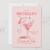 Retro Cocktail Bachelorette Party Kaart (Voorkant)