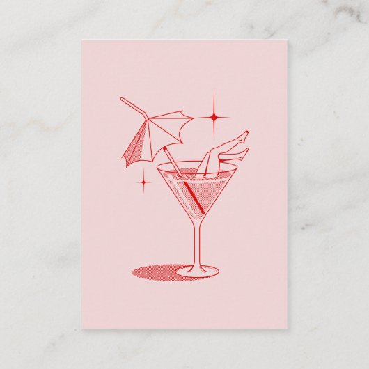 Retro Cocktail Bachelorette Party Panty Game Informatiekaartje (Achterkant)