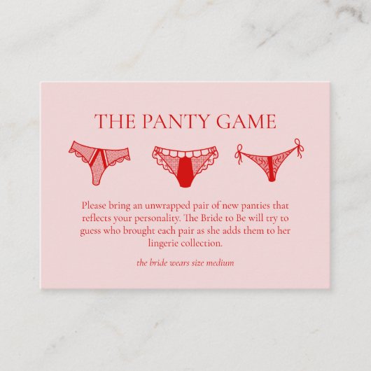 Retro Cocktail Bachelorette Party Panty Game Informatiekaartje (Voorkant)