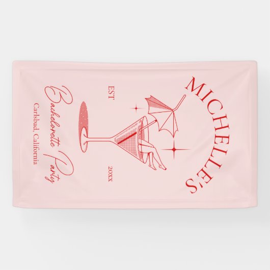 Retro Cocktail Bachelorette Party Spandoek (Horizontaal)