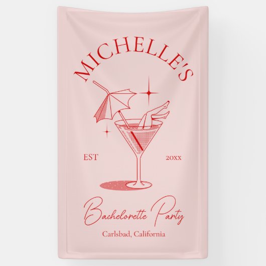 Retro Cocktail Bachelorette Party Spandoek (Verticaal)