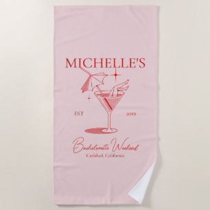 Retro Cocktail Bachelorette Party Strandlaken