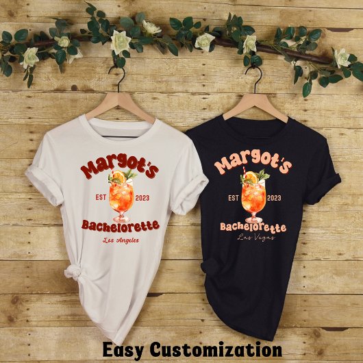Retro Cocktail Bachelorette Party-Vrijgezellenfees T-shirt