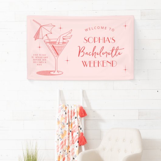 Retro Cocktail Bachelorette Weekend Banner (Insitu)