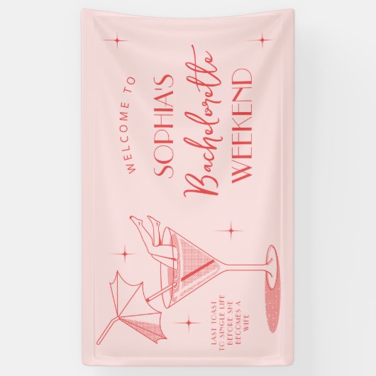 Retro Cocktail Bachelorette Weekend Banner (Verticaal)