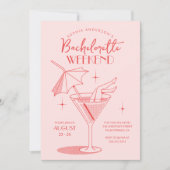 Retro Cocktail Bachelorette Weekend Reisplan Kaart (Voorkant)