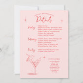 Retro Cocktail Bachelorette Weekend Reisplan Kaart (Achterkant)