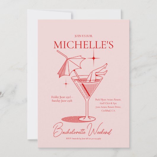 Retro Cocktail Bachelorette Weekend Route Kaart (Voorkant)