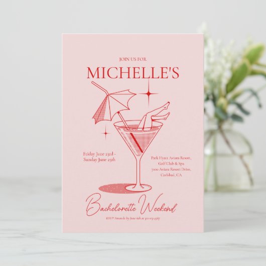 Retro Cocktail Bachelorette Weekend Route Kaart (Staand voorkant)