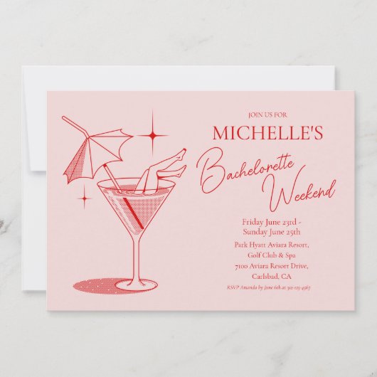 Retro Cocktail Bachelorette Weekend Route Kaart (Voorkant)