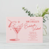 Retro Cocktail Bachelorette Weekend Route Kaart (Staand voorkant)