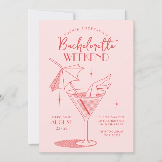 Retro Cocktail Bachelorette Weekend Route Kaart (Voorkant)