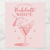 Retro Cocktail Bachelorette Weekend Route Wijn Etiket (Enkel label)