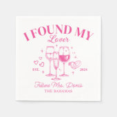 Retro Cocktail Bruidsfeest Roze Papier Servet (Voorkant)