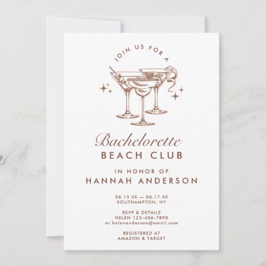 Retro Cocktail bruin vrijgezellenweekend Kaart (Voorkant)