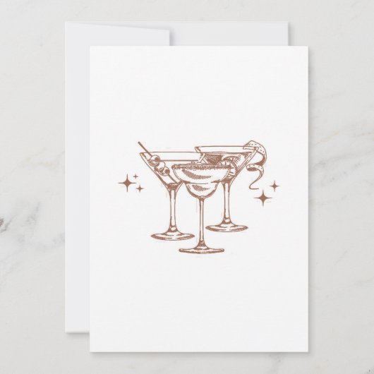 Retro Cocktail  bruin vrijgezellenweekend Kaart (Achterkant)