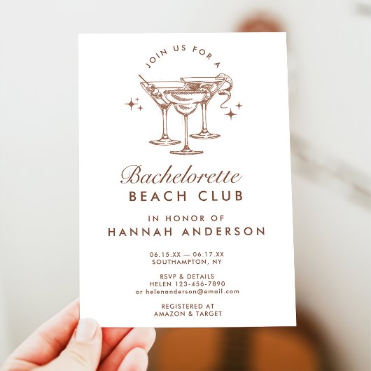 Retro Cocktail  bruin vrijgezellenweekend Kaart