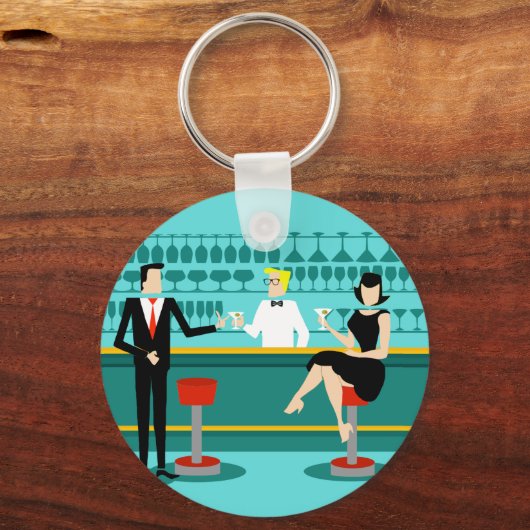 Retro Cocktail Button Sleutelhanger (Voorkant)