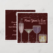 Retro Cocktail Celebration Nieuwjaarsfeest Kaart (Voorkant / Achterkant)