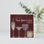 Retro Cocktail Celebration Nieuwjaarsfeest Kaart (Staand voorkant)